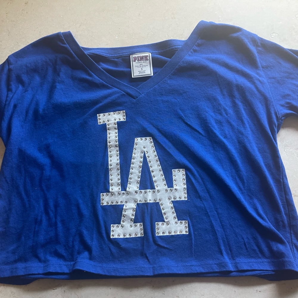 PINK Victoria's Secret LA Dodgers Cropped Shirt